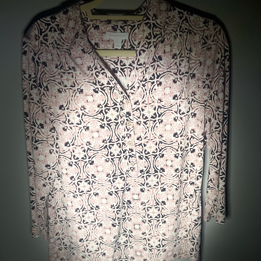 Charter club pink and black blouse